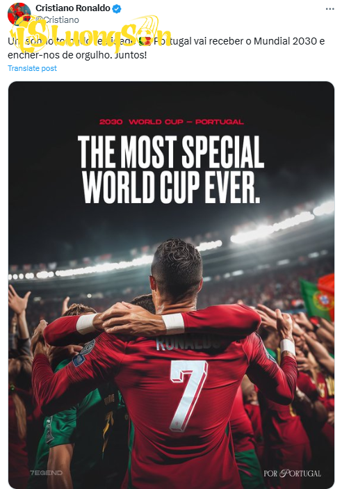 Phản ứng của Ronaldo sau khi Bồ Đào Nha có lần đầu tiên đăng cai một kỳ World Cup. Ảnh: Chụp màn hình